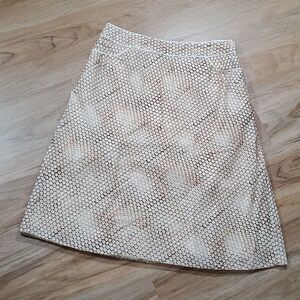 🔹️Kenneth Cole Cream & Brown Honeycomb Print A-line Skirt Size 2